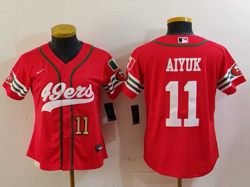 Womens San Francisco 49ers #11 Brandon Aiyuk Red Mexico Cool Base Stitched Baseball Jerseys->women nfl jersey->Women Jersey